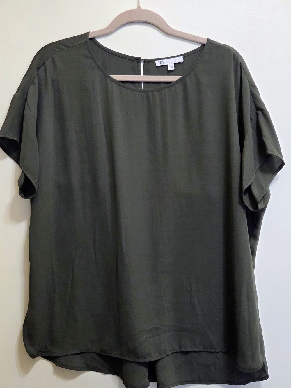 DR2 Olive-Gray Short Sleeve Relaxed Blouse